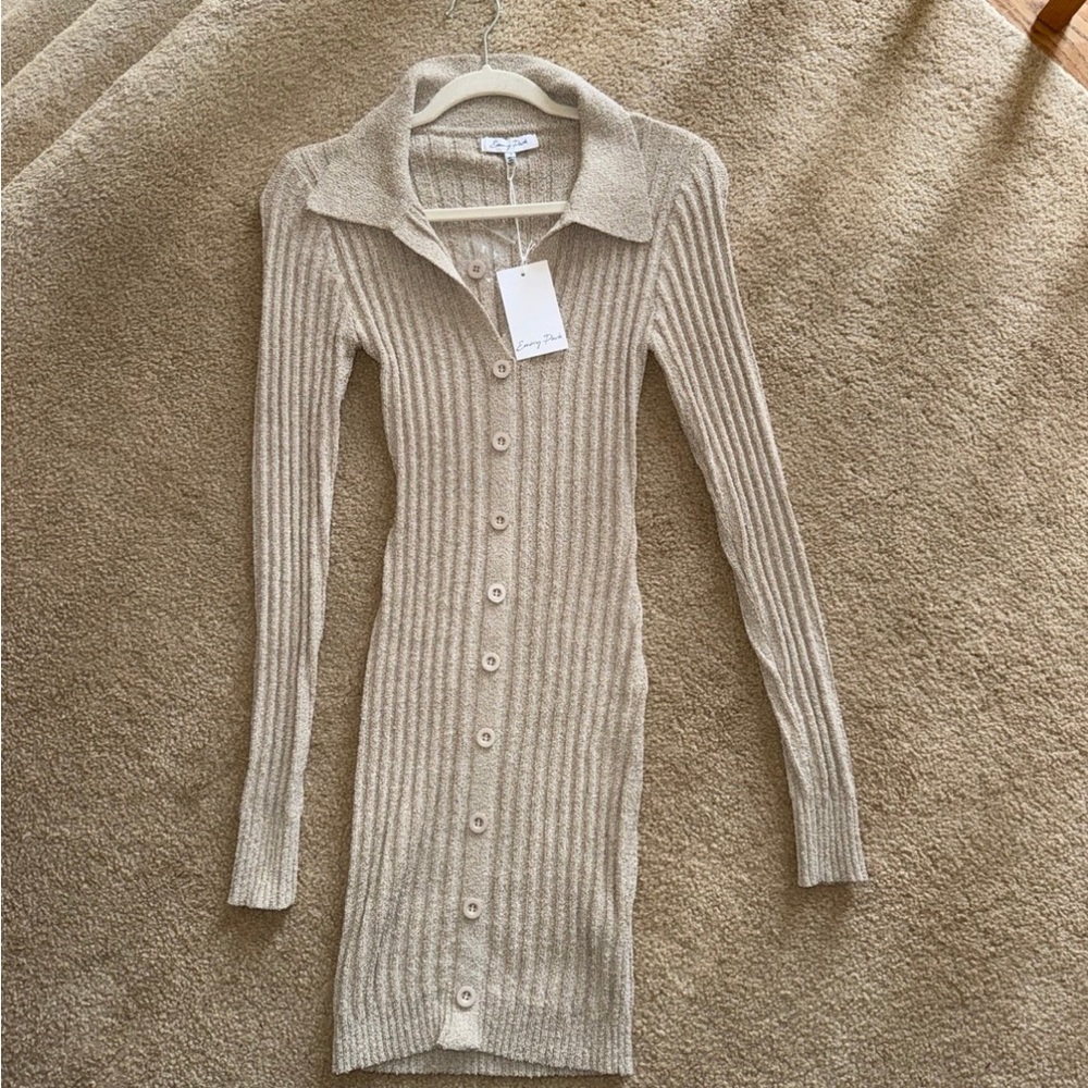 Emory Park Beige Long Sleeve Knit Dress